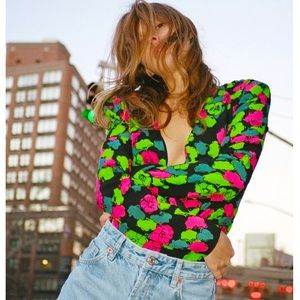 NWT ZARA FLORAL BODYSUIT, SIZE L